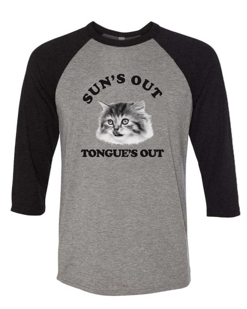 Load image into Gallery viewer, Unisex | Sun’s Out, Tongue’s Out | 3/4 Sleeve Raglan - Arm The Animals Clothing Co.
