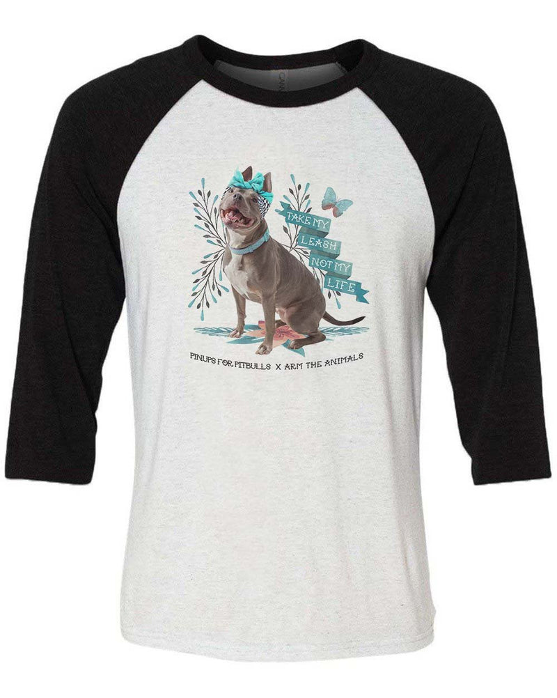Load image into Gallery viewer, Unisex | Take My Leash Not My Life | 3/4 Sleeve Raglan - Arm The Animals Clothing Co.
