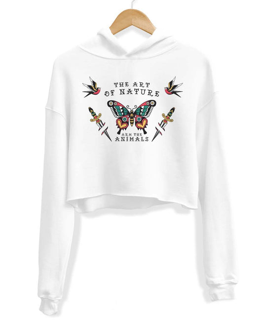 Unisex | Tattoo Butterfly | Crop Hoodie - Arm The Animals Clothing Co.