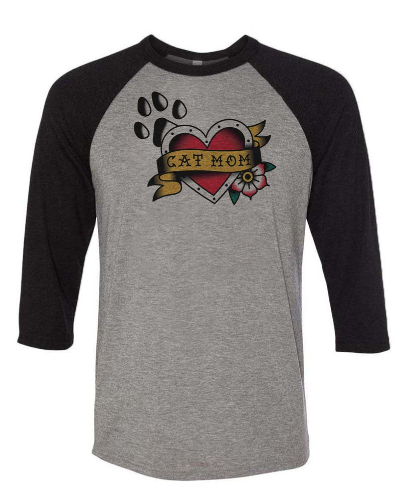 Load image into Gallery viewer, Unisex | Tattoo Cat Mom | 3/4 Sleeve Raglan - Arm The Animals Clothing Co.
