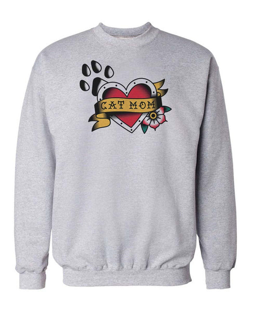 Unisex | Tattoo Cat Mom | Crewneck Sweatshirt - Arm The Animals Clothing Co.