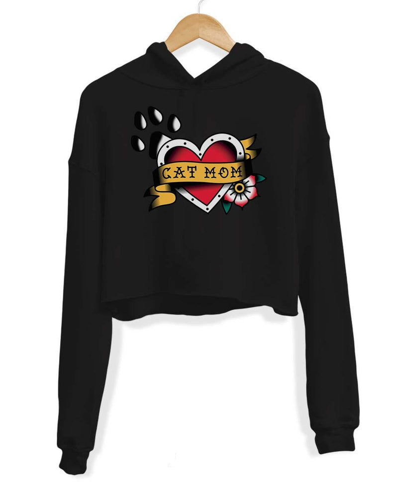 Load image into Gallery viewer, Unisex | Tattoo Cat Mom | Crop Hoodie - Arm The Animals Clothing Co.
