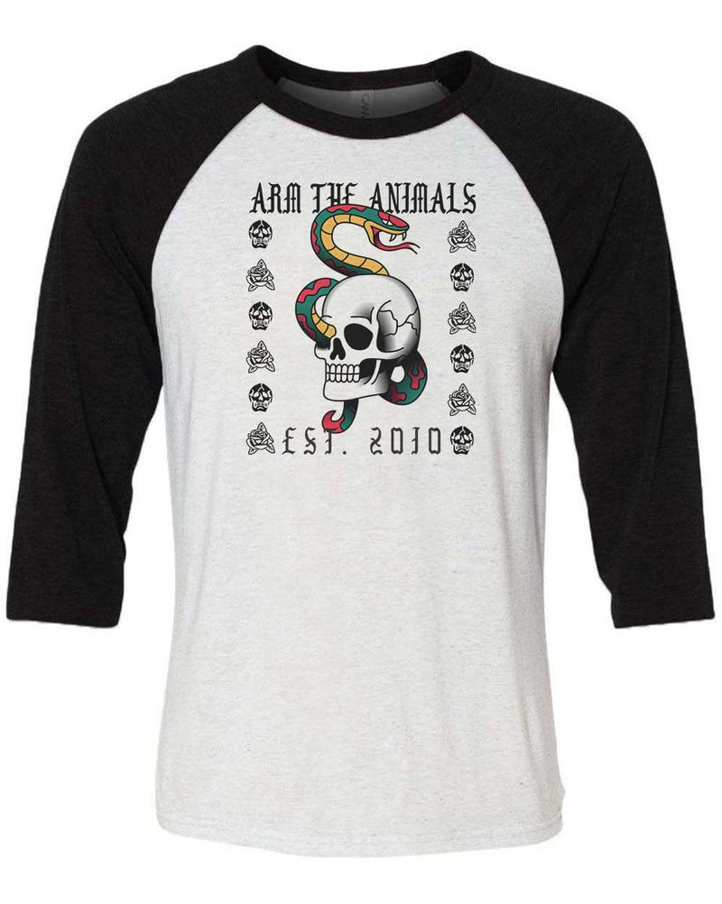 Load image into Gallery viewer, Unisex | Tattoo Snake | 3/4 Sleeve Raglan - Arm The Animals Clothing Co.
