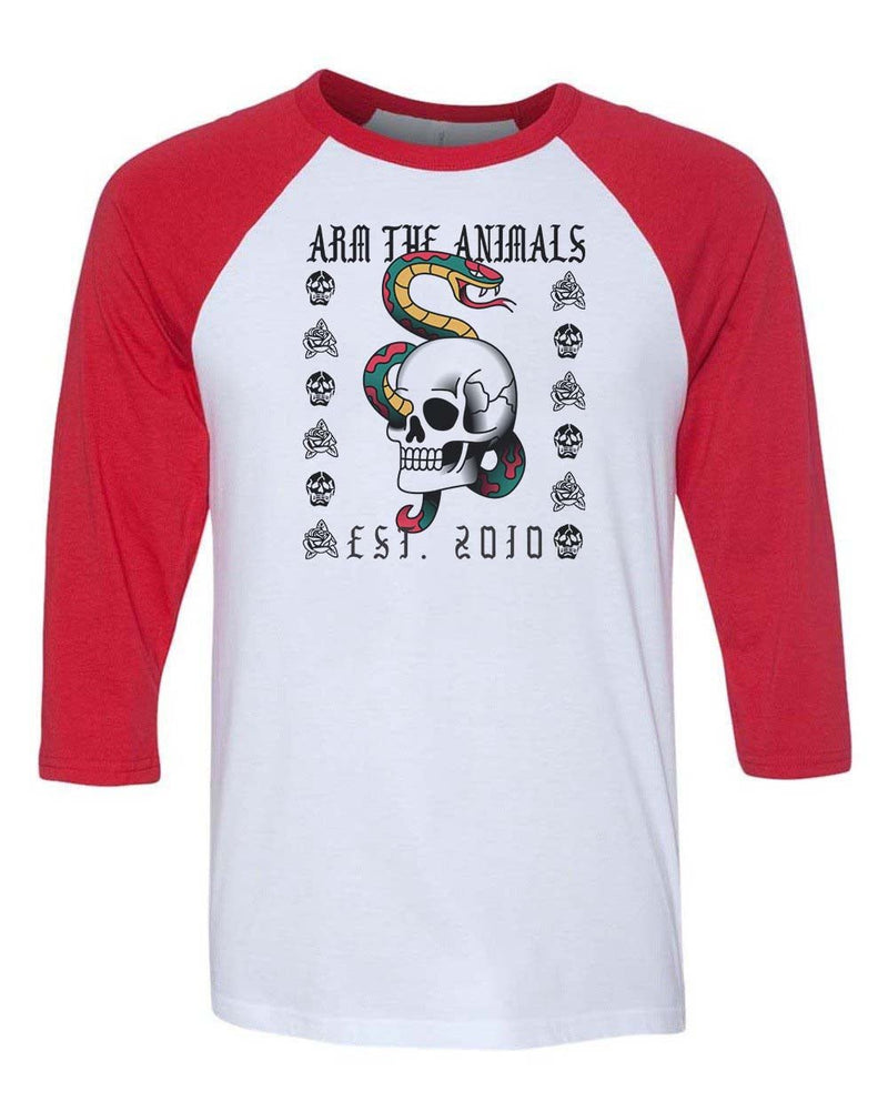 Load image into Gallery viewer, Unisex | Tattoo Snake | 3/4 Sleeve Raglan - Arm The Animals Clothing Co.
