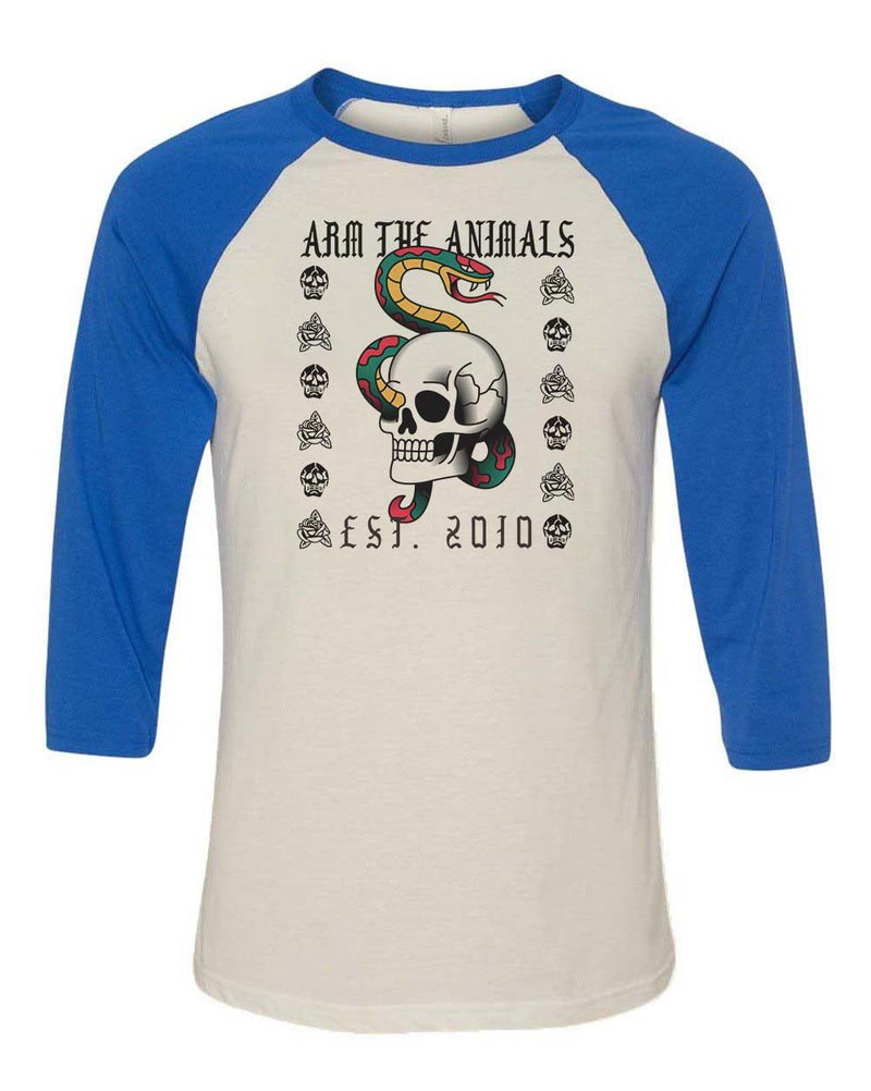 Load image into Gallery viewer, Unisex | Tattoo Snake | 3/4 Sleeve Raglan - Arm The Animals Clothing Co.
