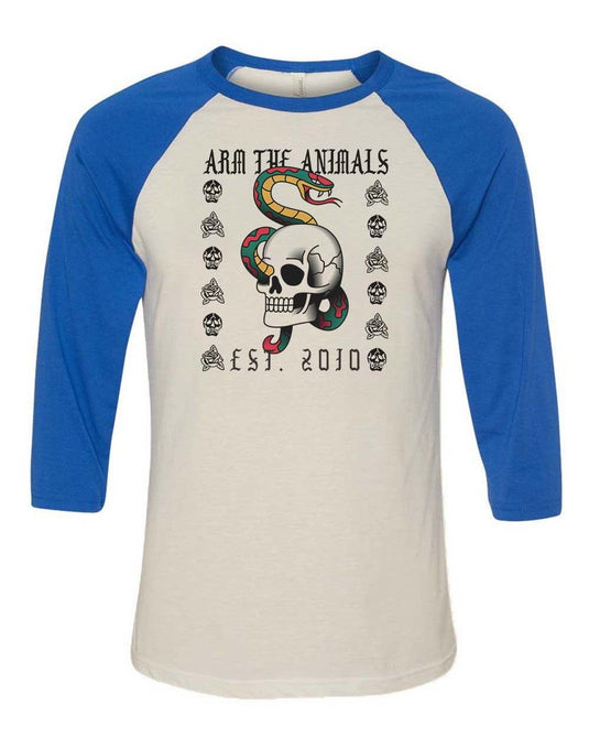 Unisex | Tattoo Snake | 3/4 Sleeve Raglan - Arm The Animals Clothing Co.