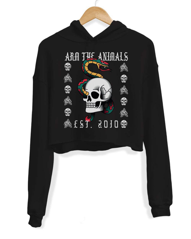 Load image into Gallery viewer, Unisex | Tattoo Snake | Crop Hoodie - Arm The Animals Clothing Co.
