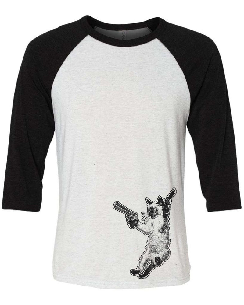 Load image into Gallery viewer, Unisex | The Cat and The Gat | 3/4 Sleeve Raglan - Arm The Animals Clothing Co.
