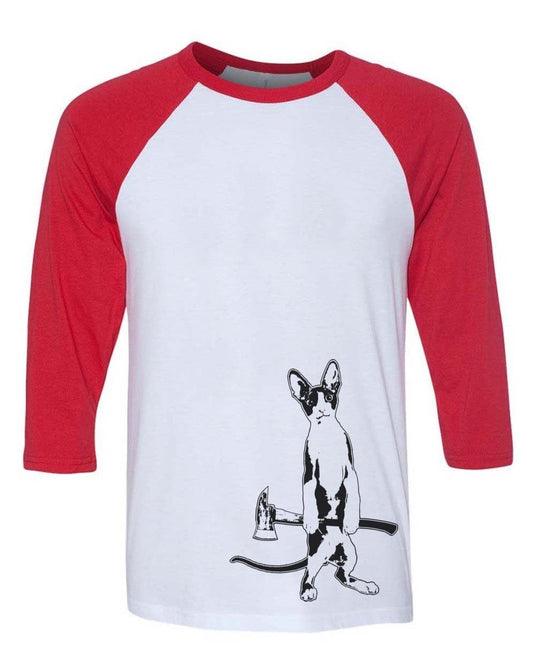 Unisex | The Catsecutioner | 3/4 Sleeve Raglan - Arm The Animals Clothing Co.