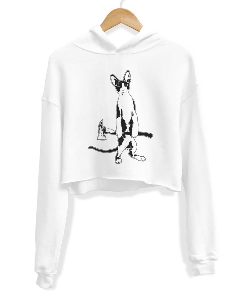 Load image into Gallery viewer, Unisex | The Catsecutioner | Crop Hoodie - Arm The Animals Clothing Co.
