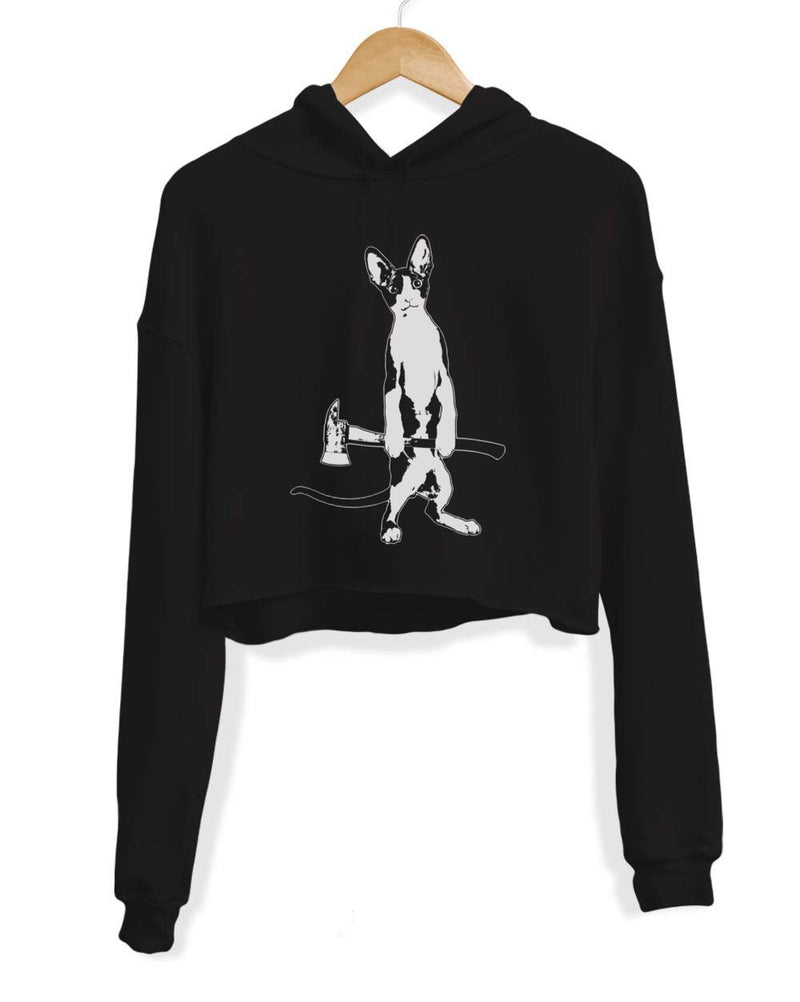 Load image into Gallery viewer, Unisex | The Catsecutioner | Crop Hoodie - Arm The Animals Clothing Co.
