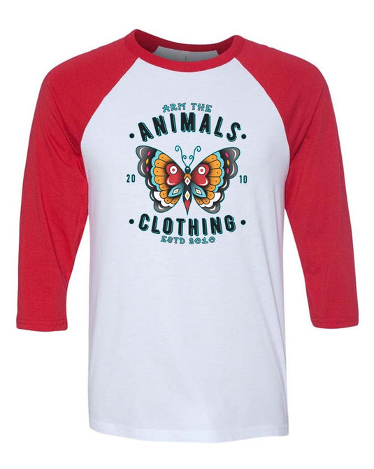 Unisex | Varsity Butterfly | 3/4 Sleeve Raglan - Arm The Animals Clothing Co.