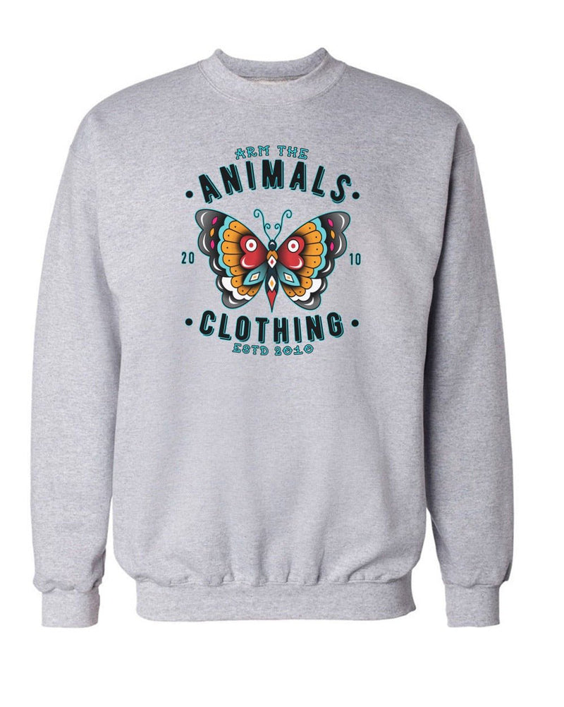 Load image into Gallery viewer, Unisex | Varsity Butterfly | Crewneck Sweatshirt - Arm The Animals Clothing Co.
