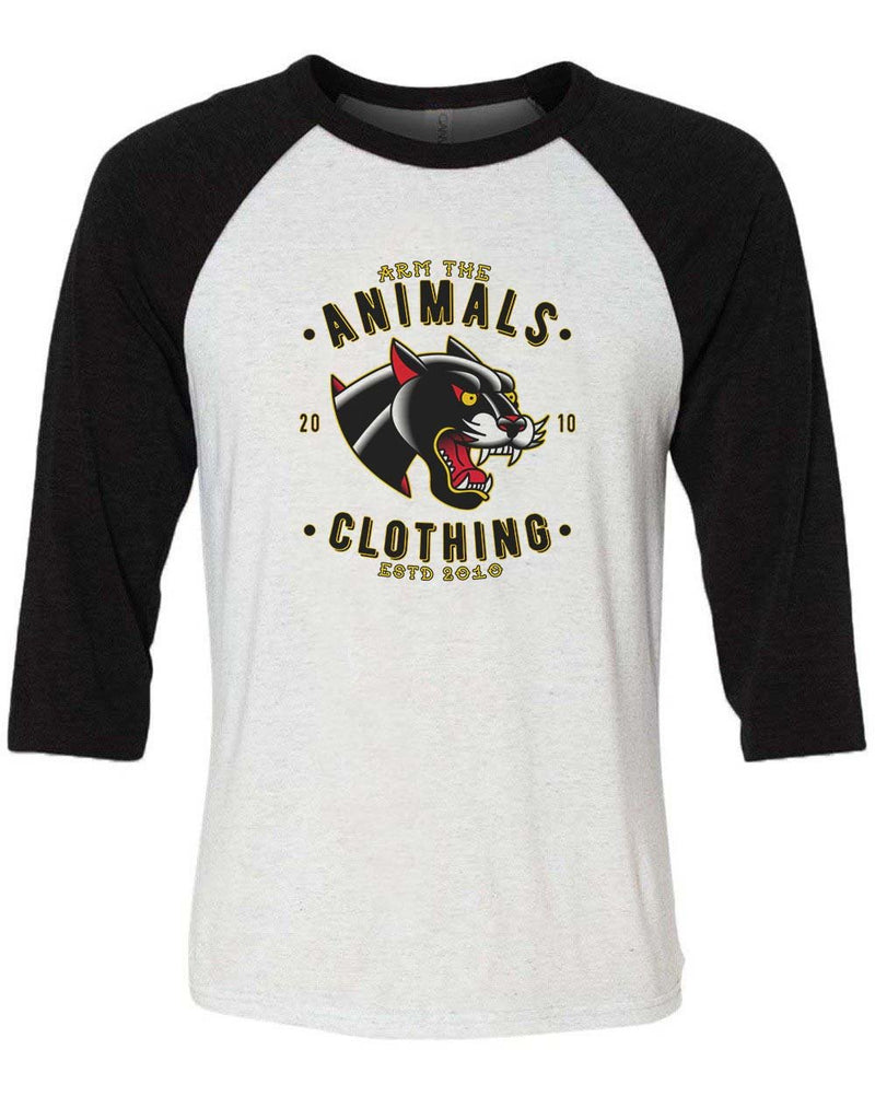 Load image into Gallery viewer, Unisex | Varsity Panther | 3/4 Sleeve Raglan - Arm The Animals Clothing Co.
