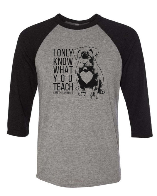 Unisex | What You Teach Pittie | 3/4 Sleeve Raglan - Arm The Animals Clothing Co.