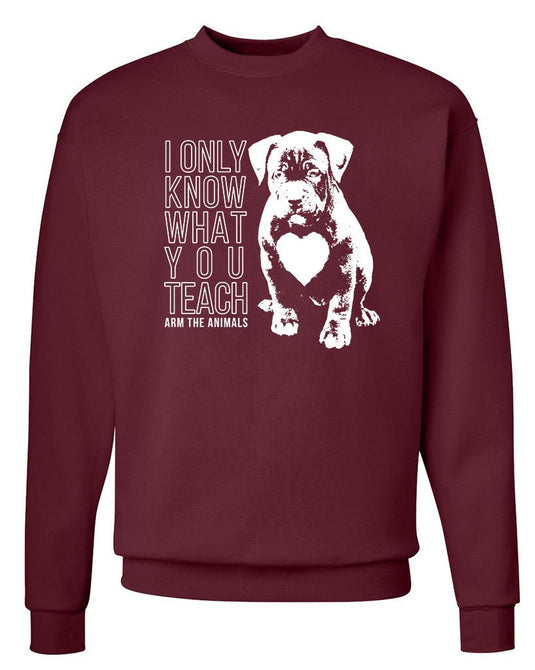 Unisex | What You Teach Pittie | Crewneck Sweatshirt - Arm The Animals Clothing Co.