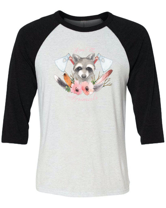 Unisex | Woodland Raccoon | 3/4 Sleeve Raglan - Arm The Animals Clothing Co.