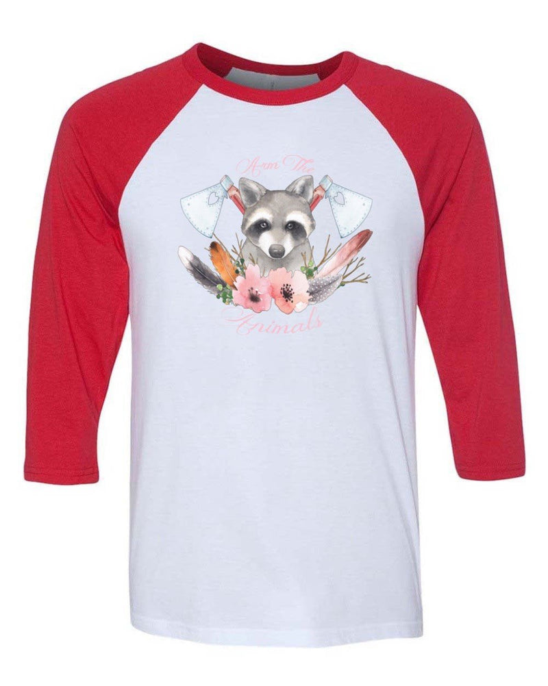 Load image into Gallery viewer, Unisex | Woodland Raccoon | 3/4 Sleeve Raglan - Arm The Animals Clothing Co.
