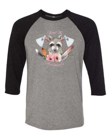 Unisex | Woodland Raccoon | 3/4 Sleeve Raglan - Arm The Animals Clothing Co.