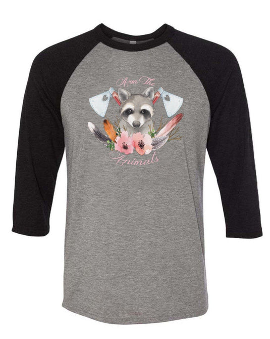 Unisex | Woodland Raccoon | 3/4 Sleeve Raglan - Arm The Animals Clothing Co.