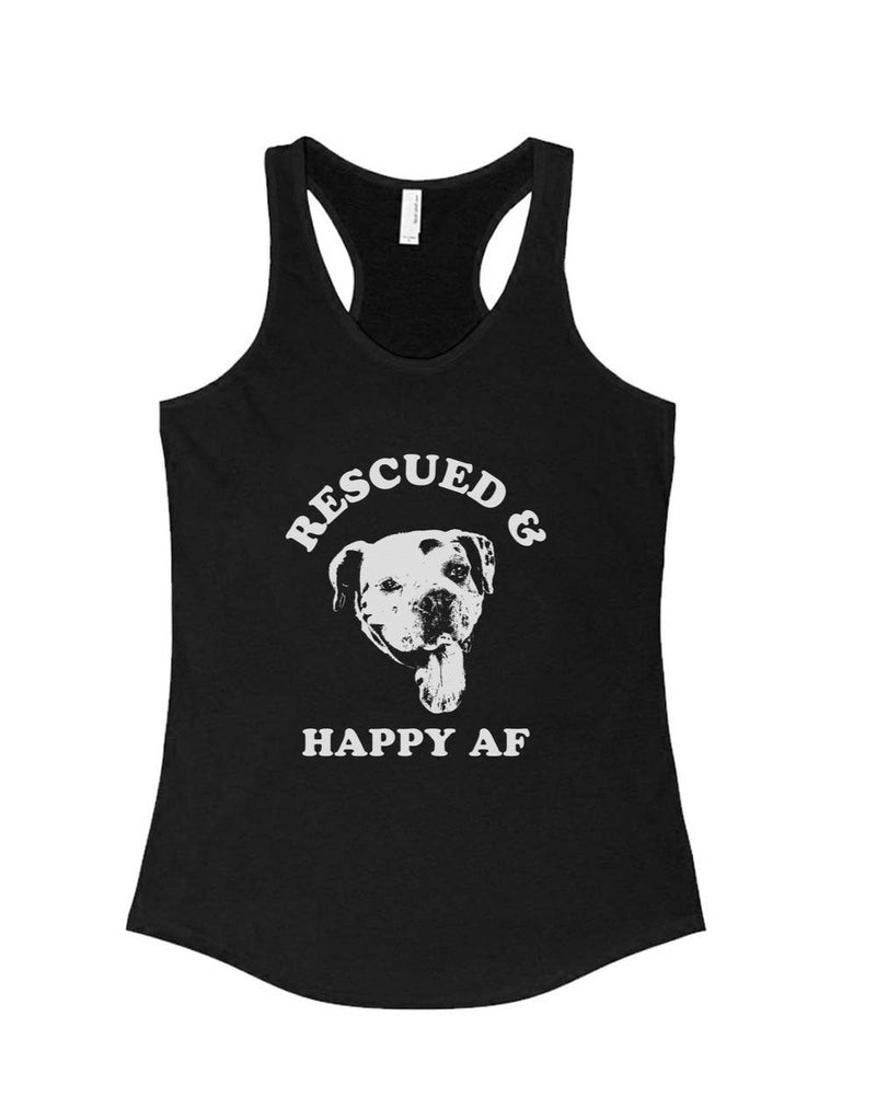 Load image into Gallery viewer, Women&#39;s | Rescued and Happy AF | Tank Top - Arm The Animals Clothing Co.
