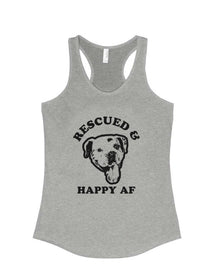 Women's | Rescued and Happy AF | Tank Top - Arm The Animals Clothing Co.