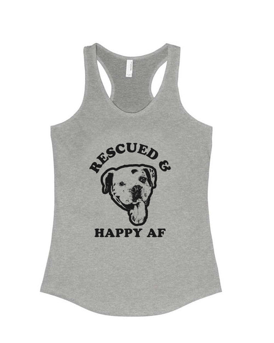 Women's | Rescued and Happy AF | Tank Top - Arm The Animals Clothing Co.