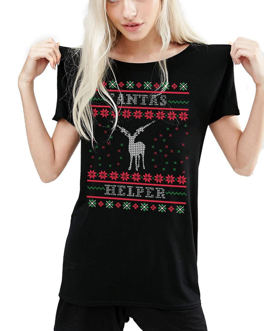 Women's | Santa's Helper | Oversized Tee - Arm The Animals Clothing LLC