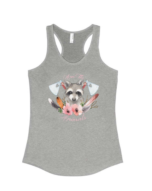 Women's | Woodland Raccoon | Ideal Tank Top - Arm The Animals Clothing Co.