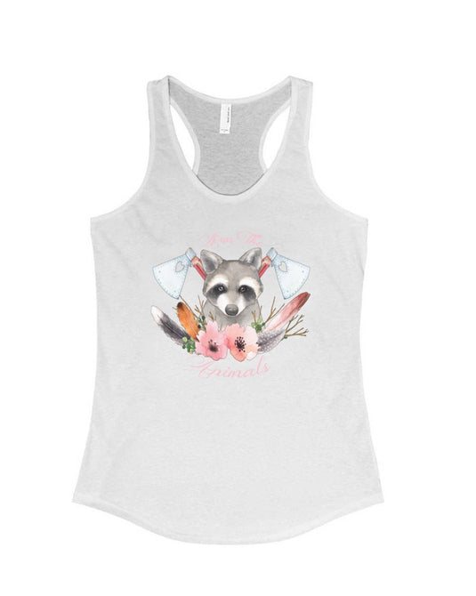 Women's | Woodland Raccoon | Ideal Tank Top - Arm The Animals Clothing Co.